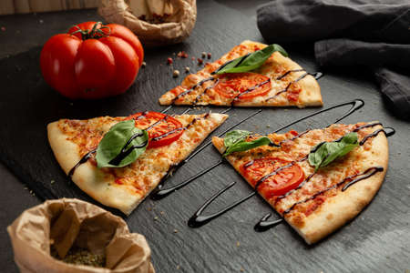 Super tasty pizza on tableの写真素材