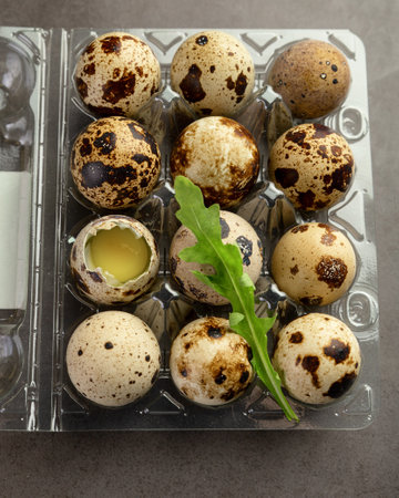 Quail eggs in a box