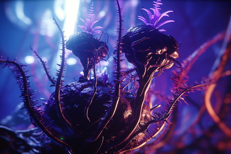 Fantasy alien planet. 3D illustration. 3D rendering.の素材