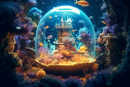 Tropical fish in a glass aquarium. Underwater world.の素材