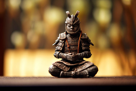 Wooden statuette of a knight. Selective focus.の素材