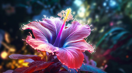 Hibiscus flower in the garden. 3D illustration.の素材