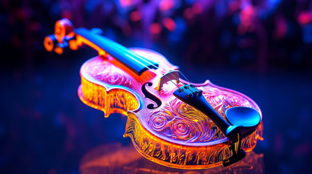 Violin on the stage in the concert hall, close-upの素材