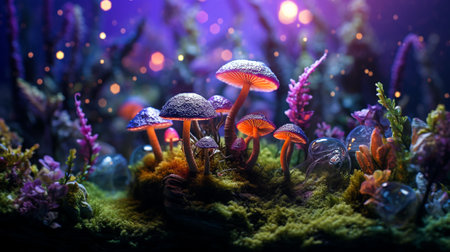 Mushroom in the aquarium. Underwater world. Underwater world.の素材