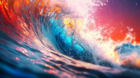 Surfing ocean wave. 3d rendering and 3d illustration.の素材