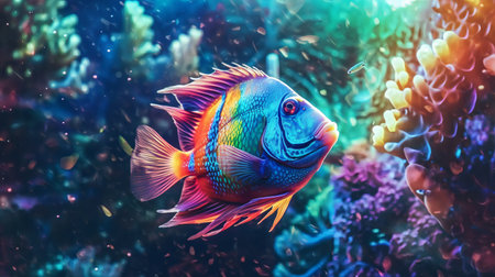 Colorful tropical fish. Underwater world. Underwater world.の素材