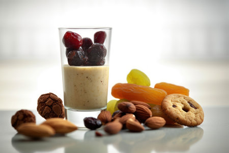 Healthy breakfast with oatmeals, nuts and dried fruitsの素材