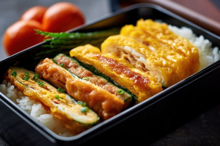 Japanese Bento Lunch - Omelet with Vegetables and Riceの素材