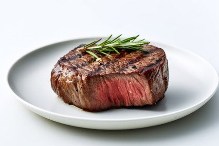 Grilled Tenderloin Steak with Rosemary on Plateの素材