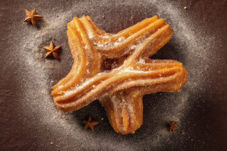 Traditional churros in the shape of a star. Toned.の素材