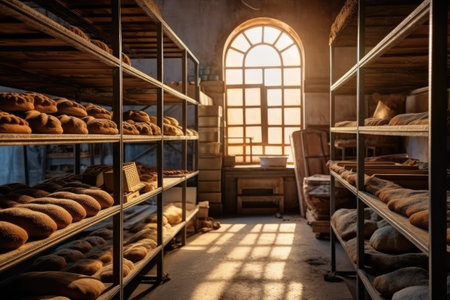 Bread in the bakery. Bakery with a lot of breadsの素材