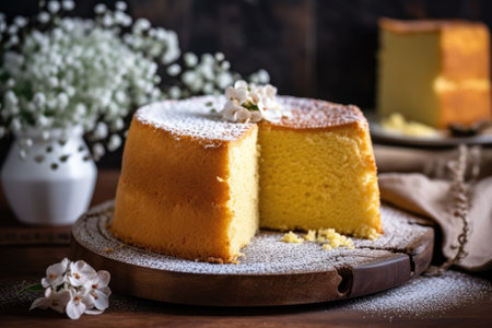 cheesecake on a wooden background, selective focus. style vintage.の素材