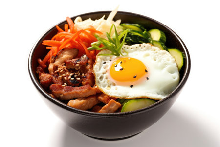 Bibimbap - Rice Bowl with Fried Egg and Vegetablesの素材