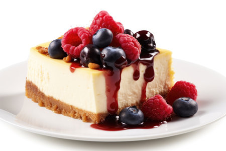 Cheesecake with Berries Isolated on a White Background.の素材