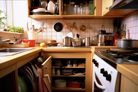 Kitchen interior with furniture and utensils. Selective focus.の素材