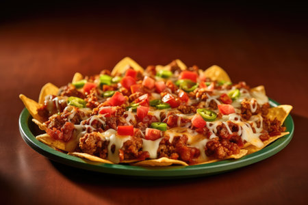 Mexican nachos with meat, jalapeno and cheeseの素材