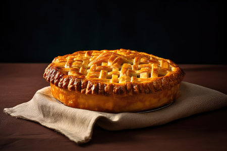 Homemade apple pie on a wooden table. Selective focus.の素材