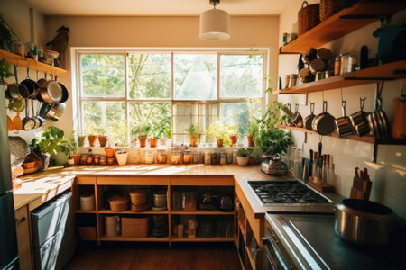 Interior of a modern kitchen in a country house. Nobody insideの素材