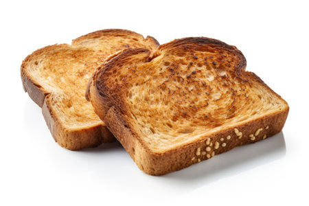 Toasted bread with sesame seeds isolated on a white background.の素材