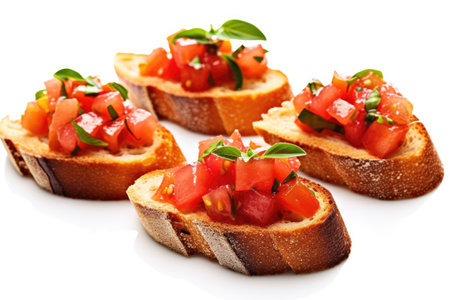photo of Bruschetta isolated white background AI Generatedの素材