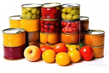 photo of canned fruit isolated white background AI Generatedの素材
