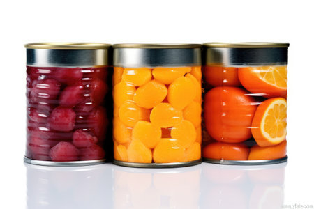 photo of canned fruit isolated white background AI Generatedの素材