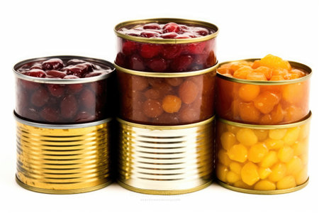 photo of canned fruit isolated white background AI Generatedの素材