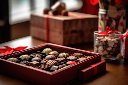 photo of chocolate box in the table kitchen AI Generatedの素材