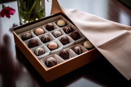photo of chocolate box in the table kitchen AI Generatedの素材