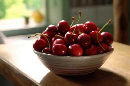 photo of cherry fruit in the kitchen table AI Generatedの素材
