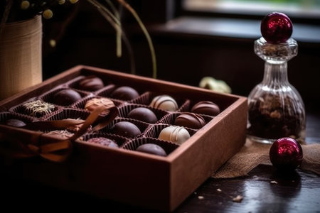 photo of chocolate box in the table kitchen AI Generatedの素材