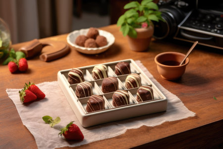 photo of chocolate box in the table kitchen AI Generatedの素材