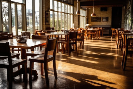 photo of empty inside restaurant AI Generatedの素材