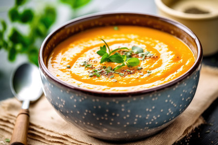 stock photo of carrot soup cream food photography ai generatedの素材