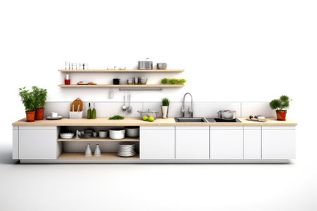 stock photo of inside kitchen isolated white background ai generatedの素材