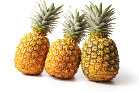 photo of Pineapples fruit photography isolated white background Generated AIの素材