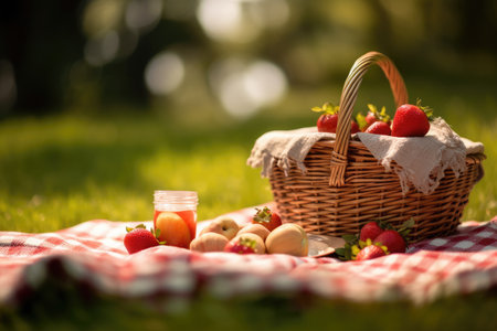 photo of Picnic Snack and drink Generated AIの素材