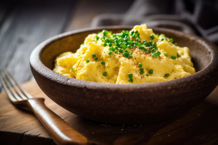 photo of Scrambled eggs food photography Generated AIの素材