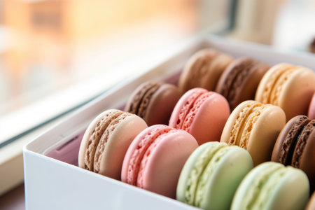 photo of macaroon box photography in the kitchen table Generated AIの素材