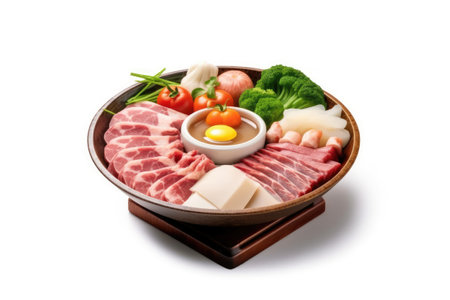 photo of Shabu-shabu japanese food photography isolated white background Generated AIの素材
