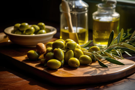 photo of olive fruit photography in the table kitchen Generated AIの素材