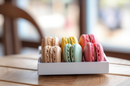 photo of macaroon box photography in the kitchen table Generated AIの素材