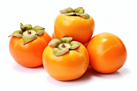 photo of persimmons fruit photography isolated white background Generated AIの素材