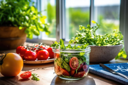 photo of petite salad photography in the kitchen table Generated AIの素材