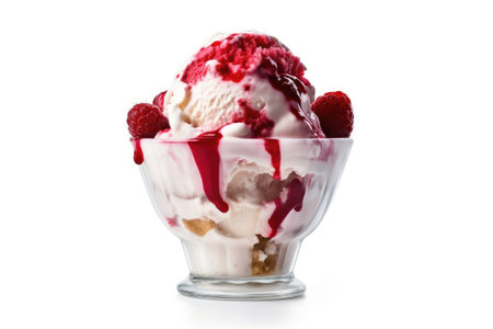 photo of red light sundae isolated white background Generated AIの素材