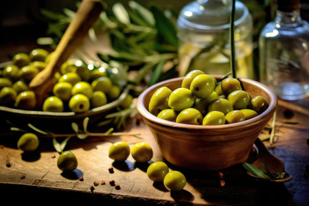photo of olive fruit photography in the table kitchen Generated AIの素材