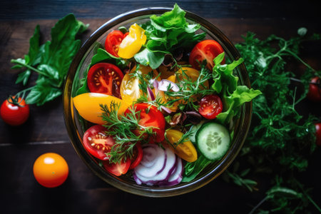 photo of petite salad photography in the kitchen table Generated AIの素材