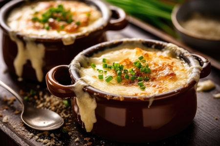 photo of onion soup cream food photography Generated AIの素材