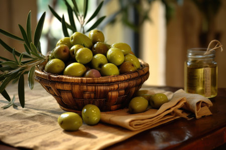 photo of olive fruit photography in the table kitchen Generated AIの素材