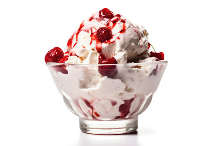 photo of red light sundae isolated white background Generated AIの素材